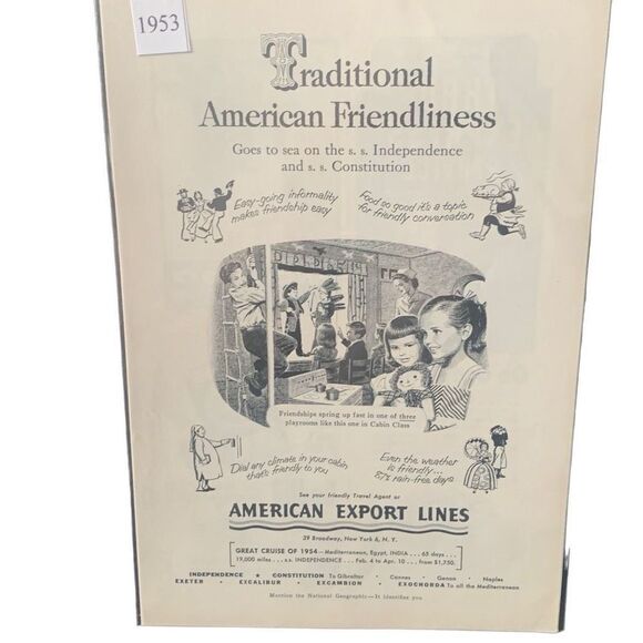 Vintage 1953 American Export Lines American Friendliness Ad Advertisement - Picture 4 of 4